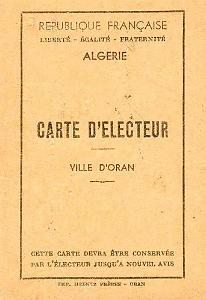 DIVERS 10 CARTE D ELECTEUR D ORAN